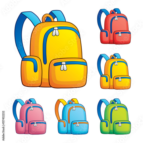 School bags, icons set isolated