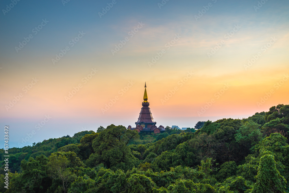 Pagoda on Inthanon mountain at golden hour (Chiang Mai, Thailand)