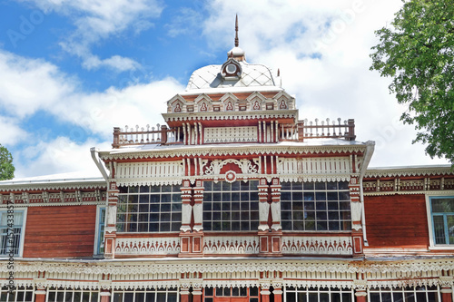 Wooden facade building. Summer Club of the Noble Assembly, 1905. Ryazan, Russia photo