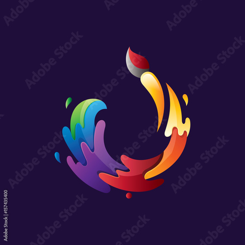 Colorful Abstract Circle Painting Logo Illustration