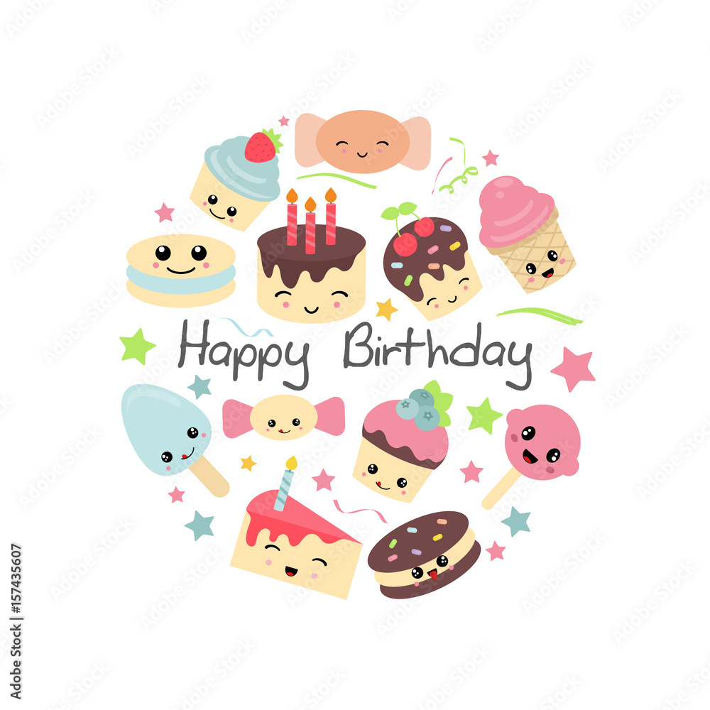 Fototapeta premium Background with cute cakes.