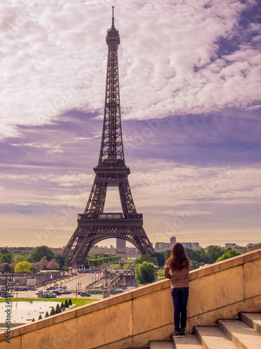 A girl is looking at Eiffel tower,Paris © Surajet.L