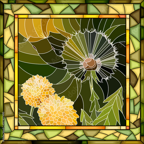 Fototapeta Naklejka Na Ścianę i Meble -  Vector mosaic illustration of flower dandelion.