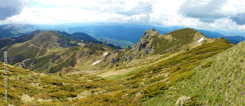 Panoramic view of Mount Ciucas on spring