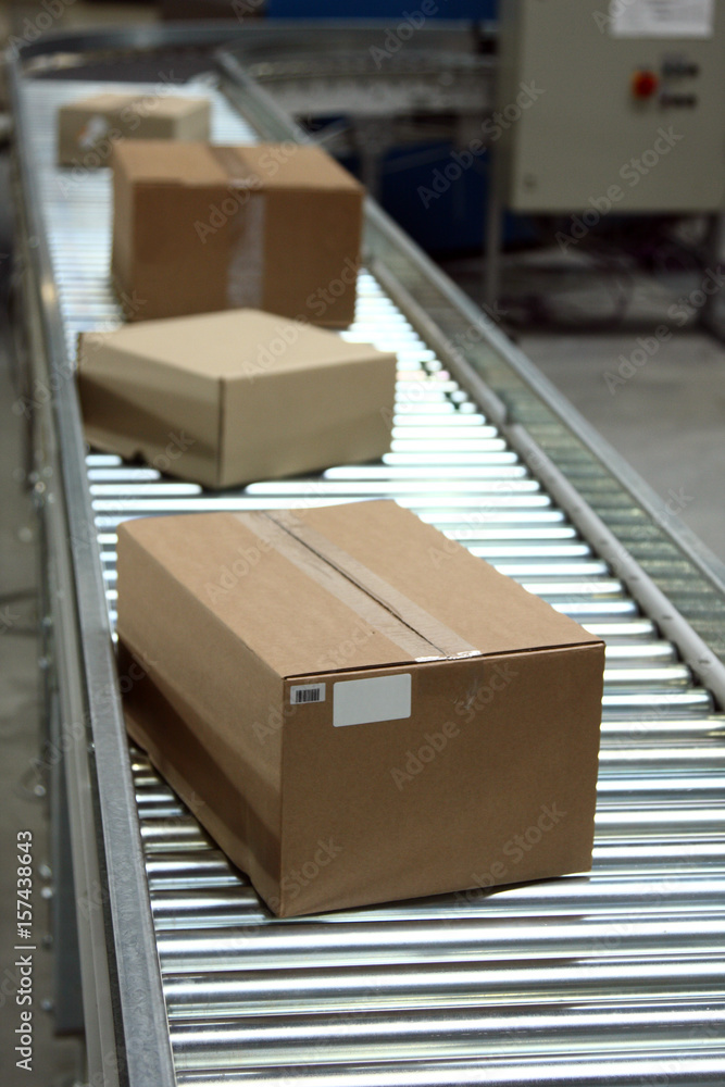 Boxes On Conveyor Belt Boxes On Conveyor Belt