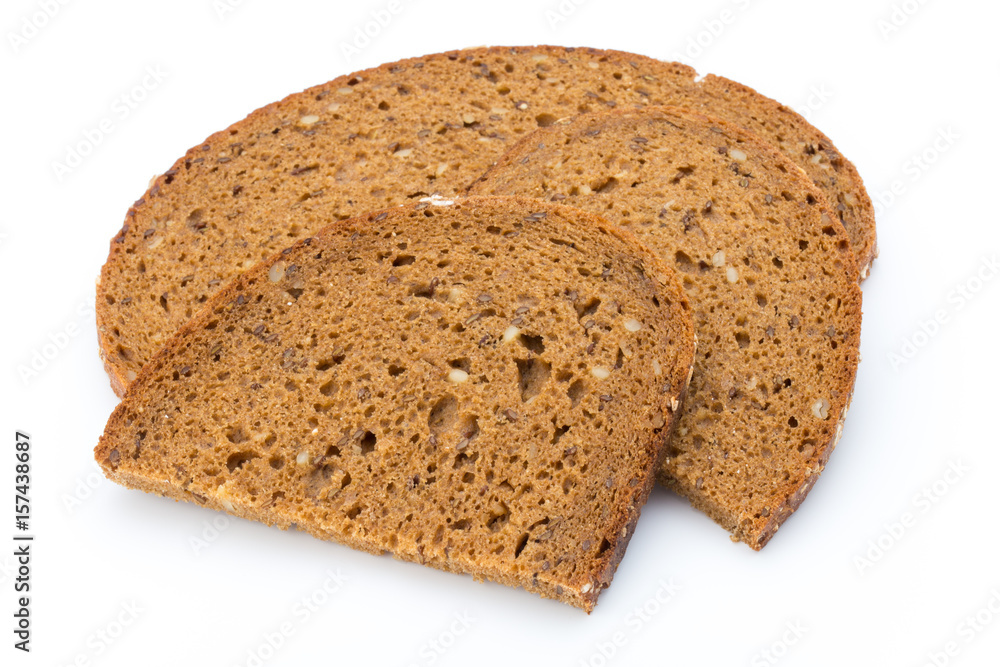 Slices of rye bread isolated on white background. Slices of rye bread isolated on white background.