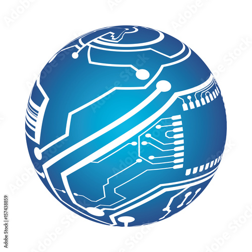 Microchip circuit sphere icon vector illustration graphic design