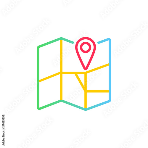 Location line icon, map outline vector logo illustration, linear pictogram isolated on white