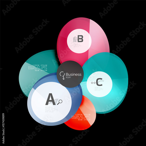 Glass color circles - infographic elements on black