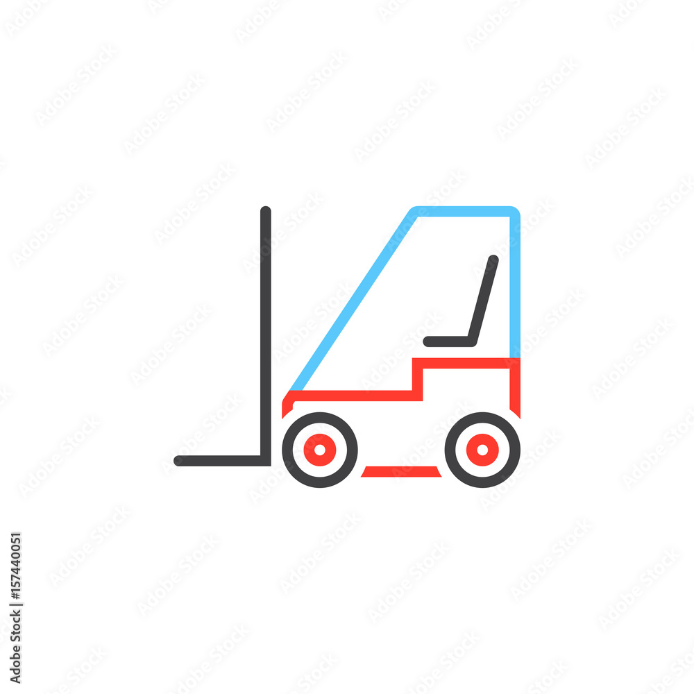 forklift line icon, lift truck outline vector logo illustration, linear pictogram isolated on white