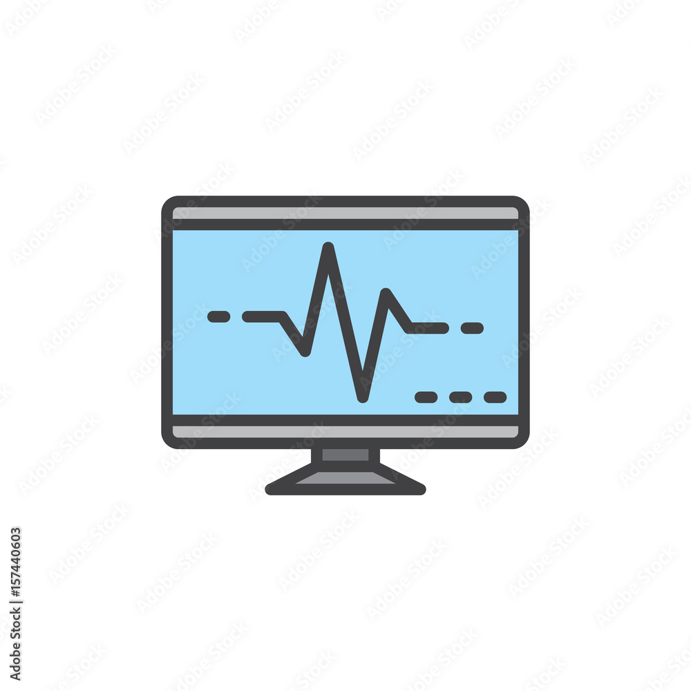 Screen with pulse filled outline icon, line vector sign, linear colorful pictogram. Symbol, logo illustration. Pixel perfect Screen with pulse filled outline icon, line vector sign, linear colorful pictogram. Symbol, logo illustration. Pixel perfect