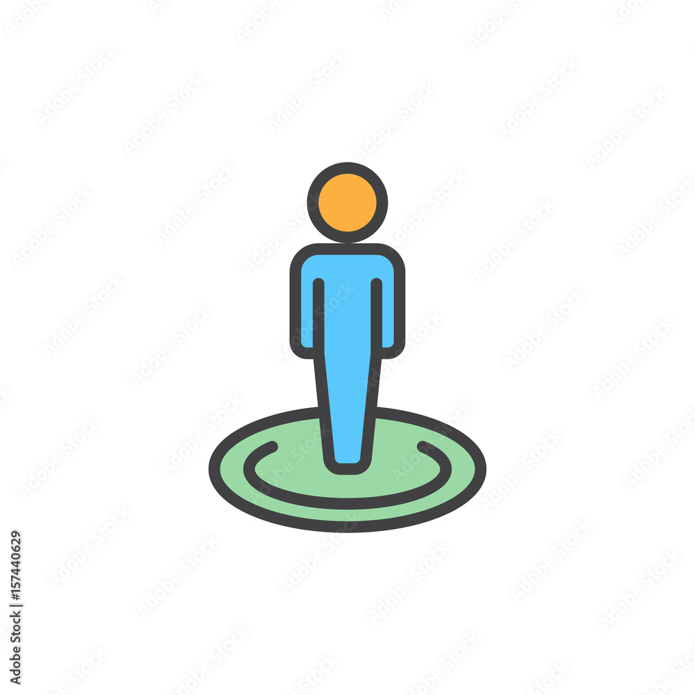 Person in circle, Street view filled outline icon, line vector sign, linear colorful pictogram. Symbol, logo illustration. Pixel perfect Person in circle, Street view filled outline icon, line vector sign, linear colorful pictogram. Symbol, logo illustration. Pixel perfect
