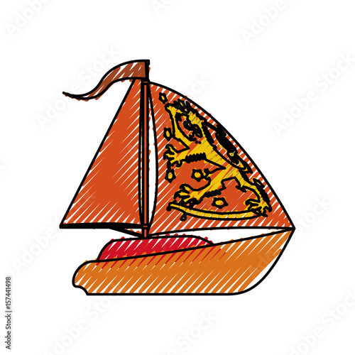 Sail boat isolated icon vector illustration graphic design