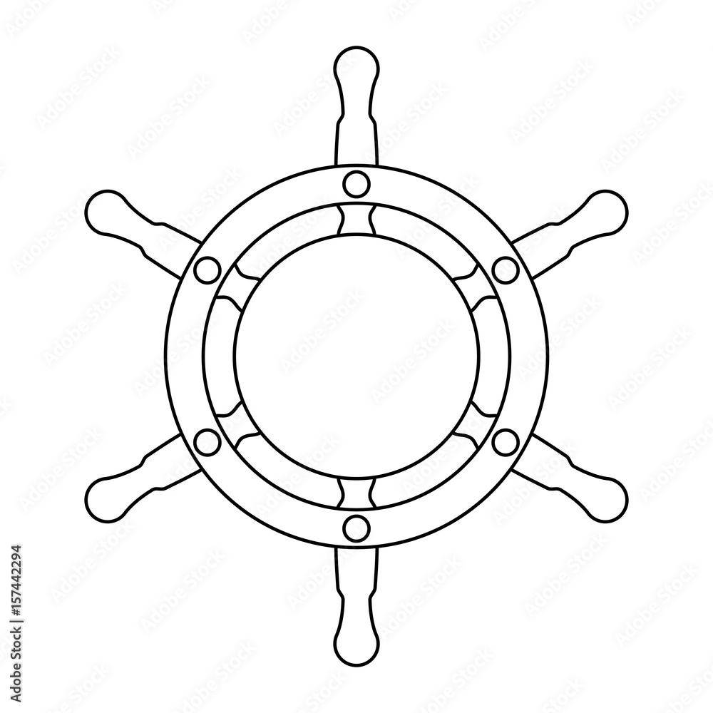 Fototapeta premium Wooden boat helm icon vector illustration graphic design