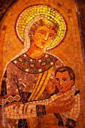 Madonna Jesus Mosaic Monastery Montserrat Catalonia Spain