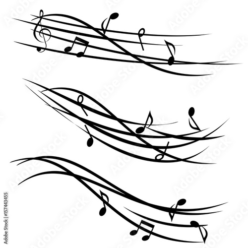 Music notes on ornamental staves