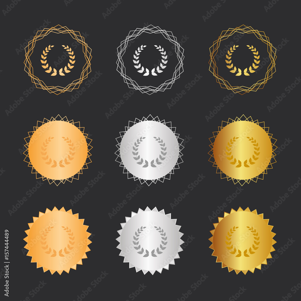 Lorbeerkranz - Bronze, Silber, Gold Medaillen Lorbeerkranz - Bronze, Silber, Gold Medaillen
