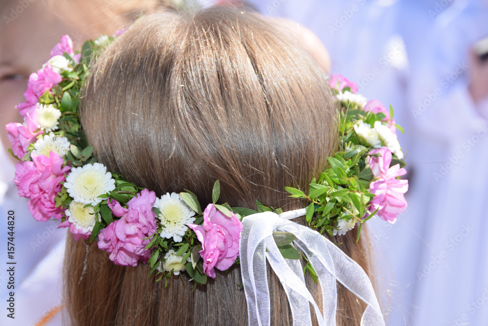 Naklejka premium wreath of flowers on the First Holy Communion