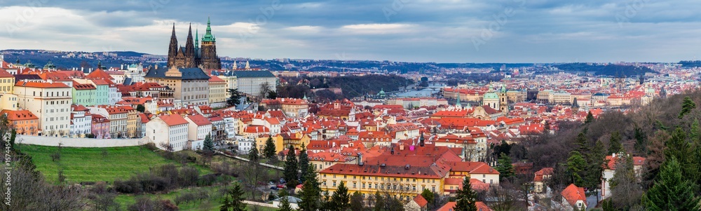 Cityscape of Prague. Concept of Europe travel, sightseeing and tourism. Czech Republic.