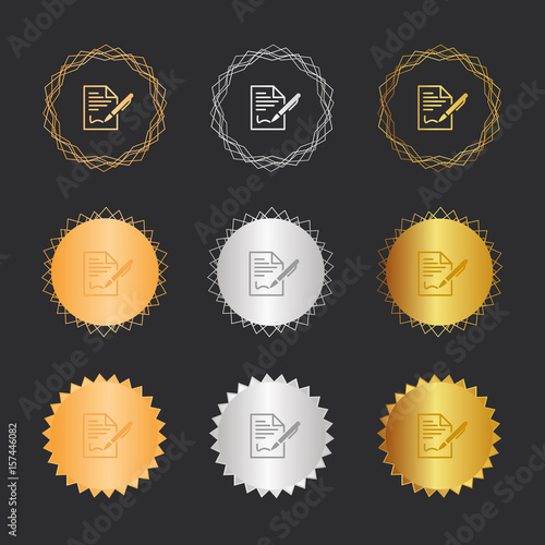 Dokument Unterschrift - Bronze, Silber, Gold Medaillen