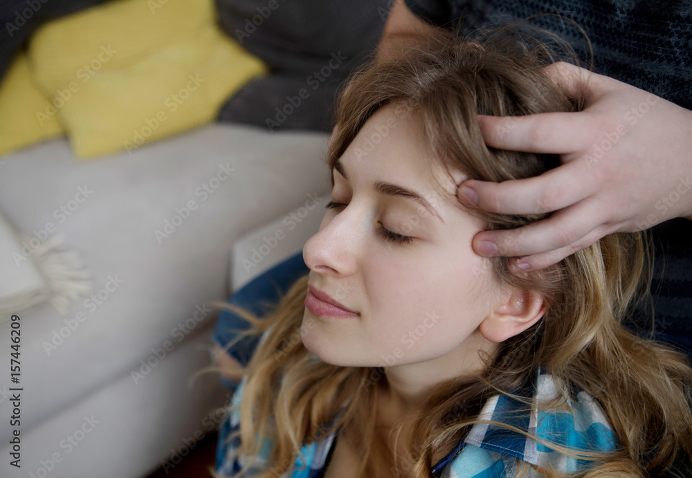 Fototapeta premium Headmassage in home.