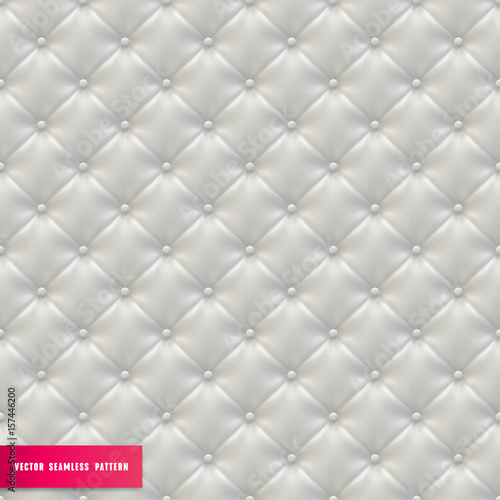 Upholstery Seamless Pattern. White Leather sofa vector Textured Background.