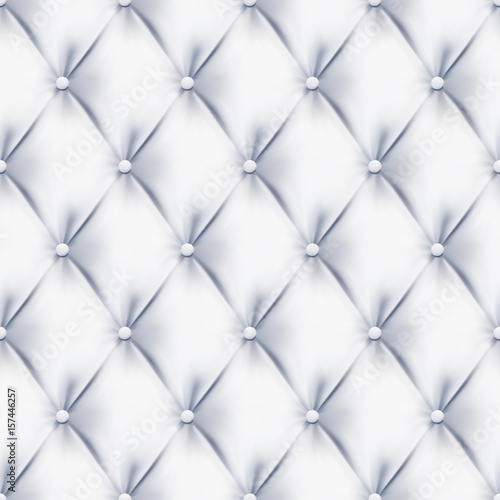 Quilted Upholstery fabric, White seamless vector abstract background