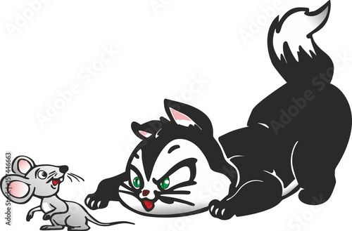 cat hunts mouse