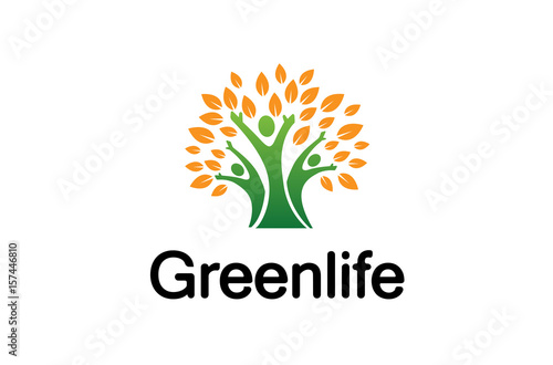 Creative People Tree Logo Design Illustration
