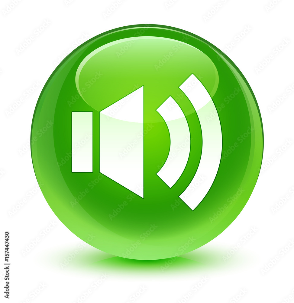 Volume icon glassy green round button Volume icon glassy green round button