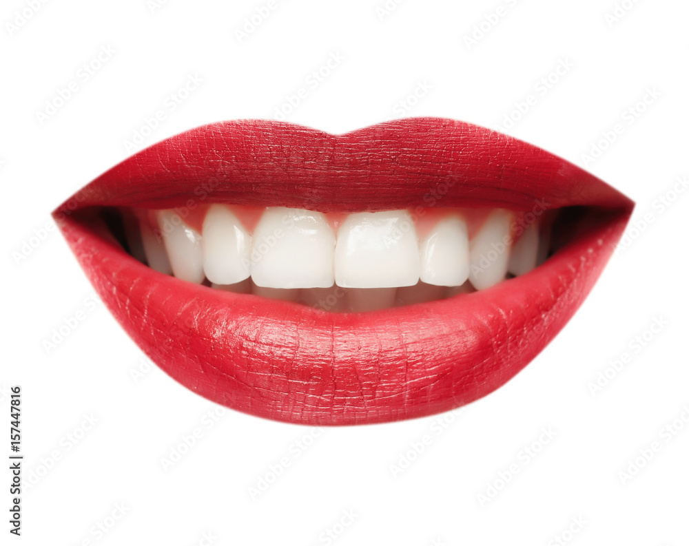Fototapeta premium Lips of beautiful young woman, closeup