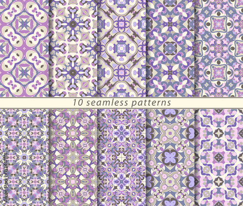 Ten seamless patterns in Oriental style.