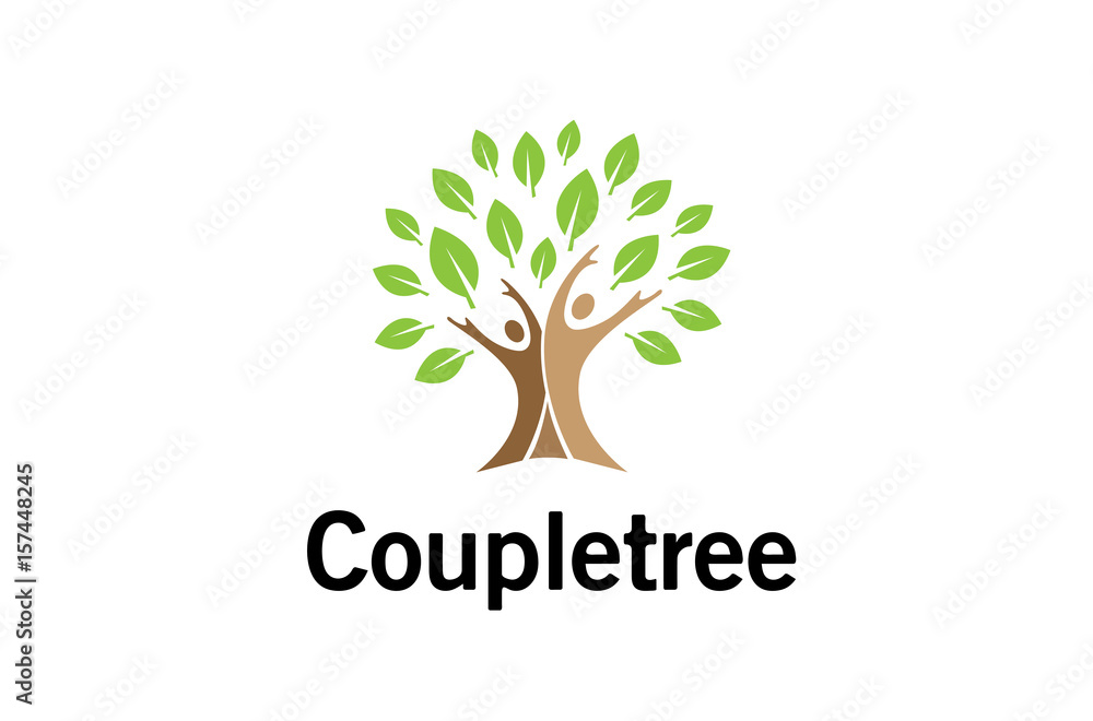 Obraz premium Creative People Tree Logo Design Illustration