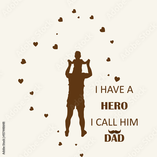 Happy Fathers Day concept with silhouette of father and his son photo