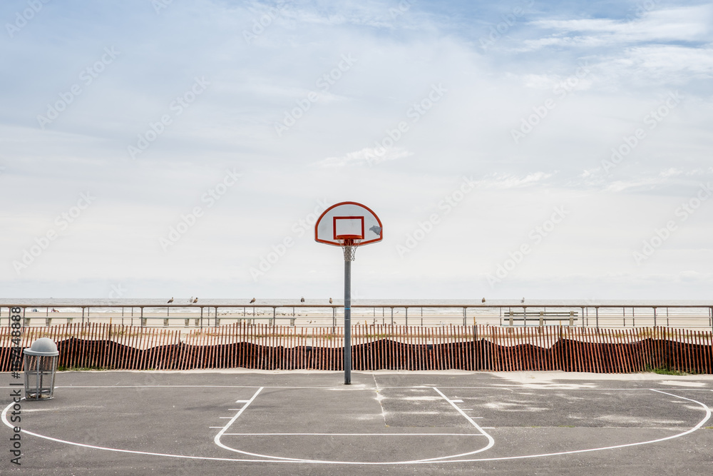 Basketball Court Against Cloudy Sky ภาพถ่ายสต็อก Adobe Stock