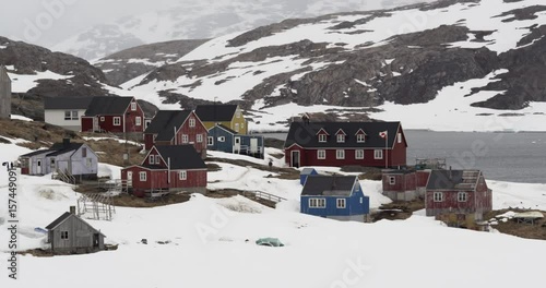 remote village Kulusuk in Greenland during the winter time