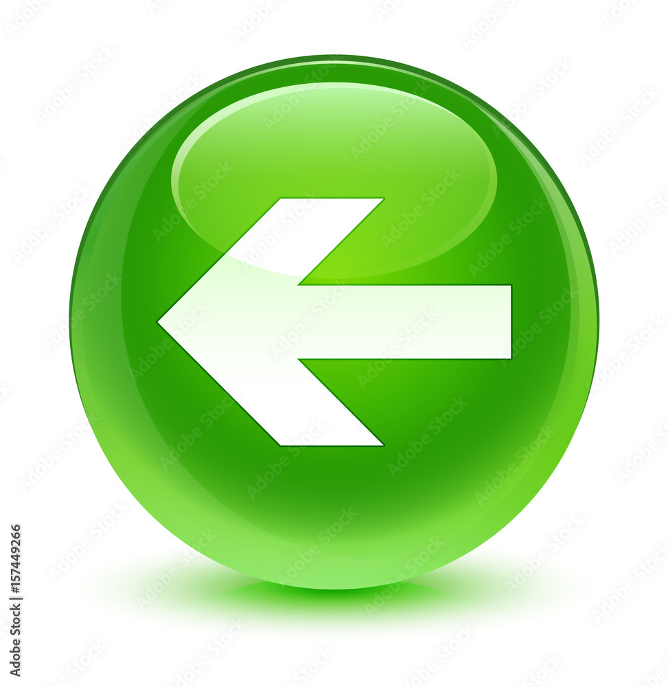 Back arrow icon glassy green round button Back arrow icon glassy green round button