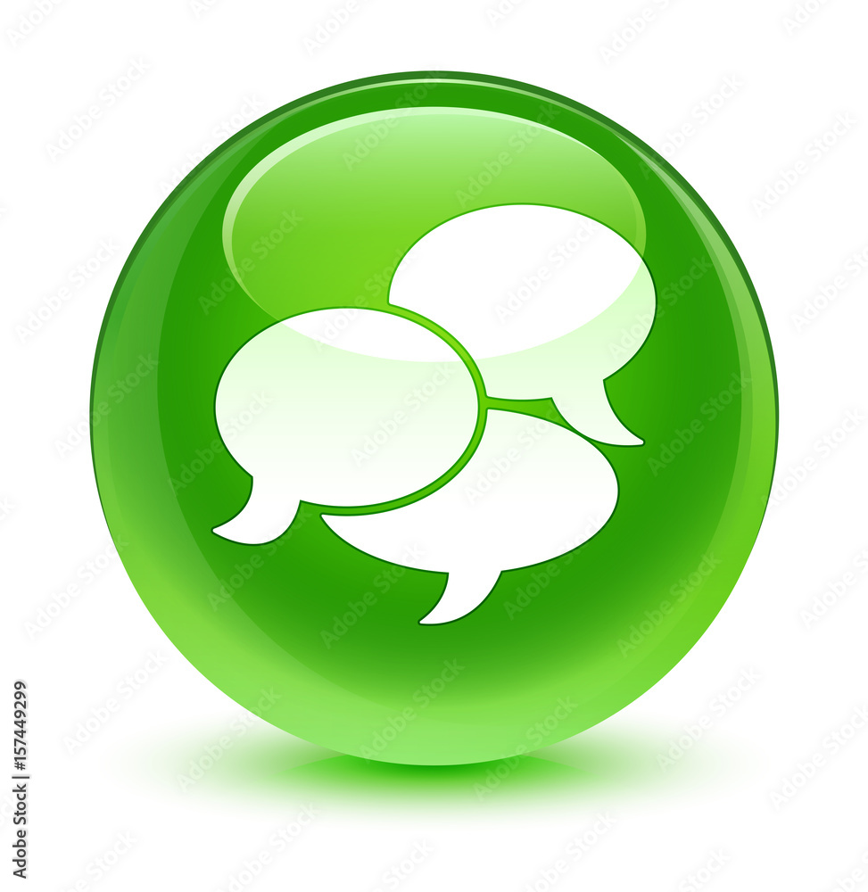 Comments icon glassy green round button Comments icon glassy green round button