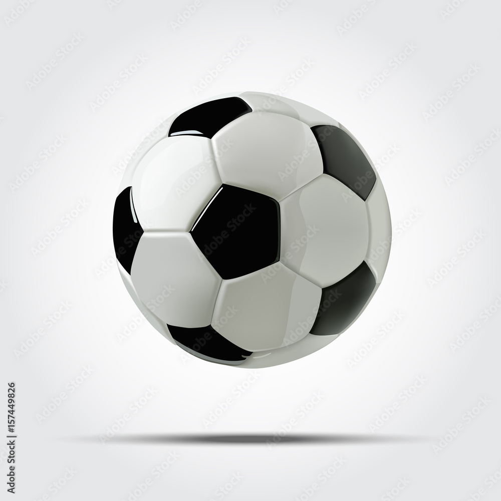 Realistic soccer ball or football ball on white background. 3d vector soccer ball. Realistic soccer ball or football ball on white background. 3d vector soccer ball.