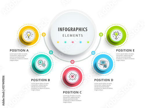 Circle infographics elements design. Abstract business workflow 