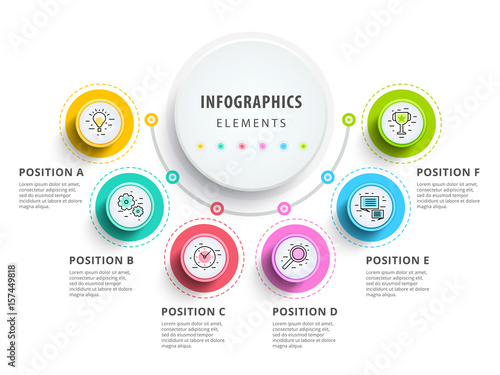 Circle infographics elements design. Abstract business workflow  photo
