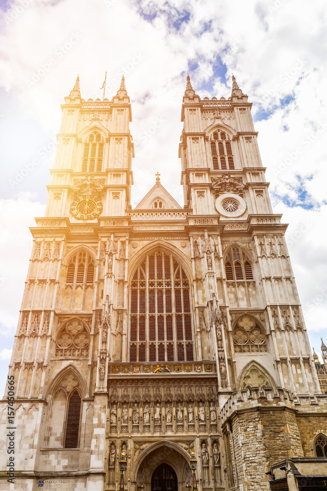 Fototapeta premium Westminster Abbey (The Collegiate Church of St Peter at Westminster) - Gothic church in City of Westminster, London. Westminster is traditional place of coronation and burial site for English monarchs