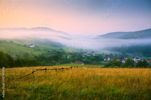 Fotografie Sunrise in the Carpathian mountains, Ukraine