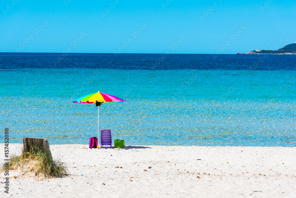 Colorful beach umbrella in Maria Pia beach Colorful beach umbrella in Maria Pia beach