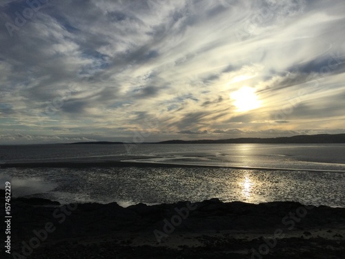 an english beach at sunset