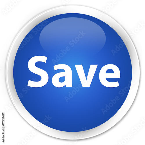 Save premium blue round button photo