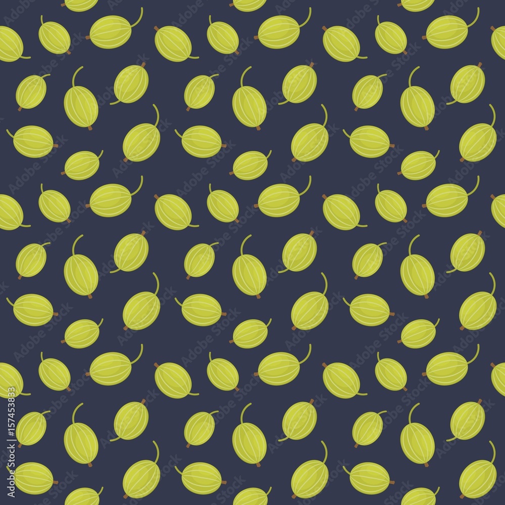 Seamless pattern with a gooseberry on a dark blue background. It can be used for websites, packing of gifts, tiles fabrics backgrounds. Vector illustration. Seamless pattern with a gooseberry on a dark blue background. It can be used for websites, packing of gifts, tiles fabrics backgrounds. Vector illustration.