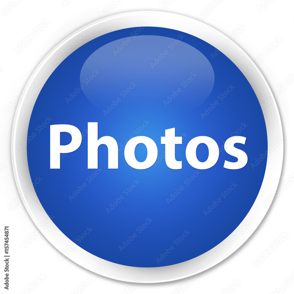 Photos premium blue round button Photos premium blue round button