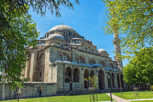 Green garden behind the Sehzade Mosque in Istanbul photo