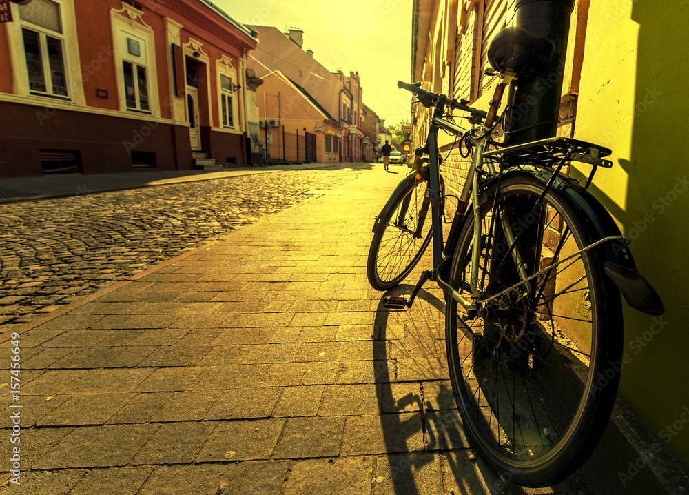 Bike on street in  the morning